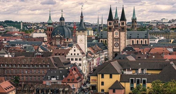 Scenic view of Würzburg with historic buildings and towers.