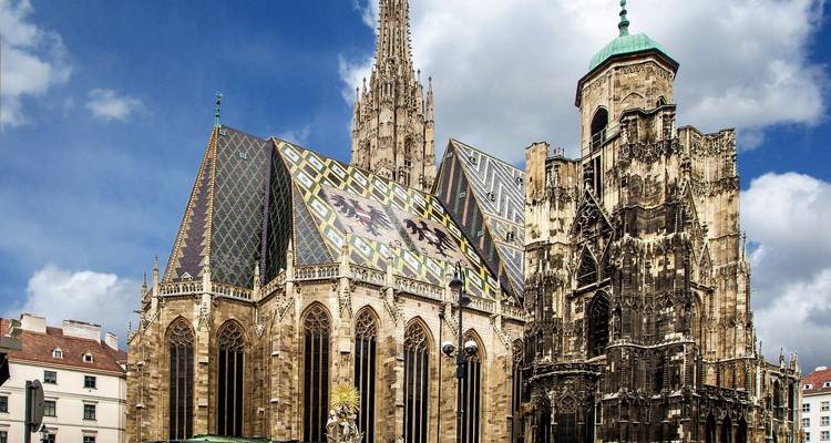 St. Stephen's Cathedral with colorful roof tiles.