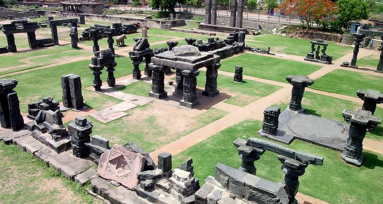 Aerial view of ancient stone ruins.