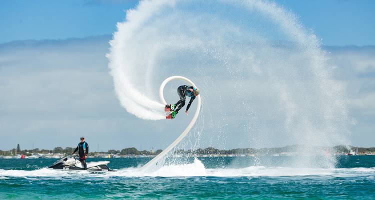 Jetpack water sport activity on the sea.