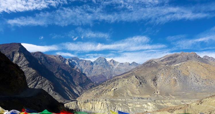 Mountain range with colorful landscape.