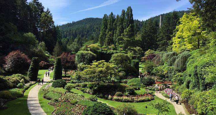 Kleurrijke tuinpaden in The Butchart Gardens.