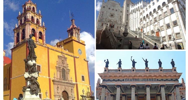 A collage of historic buildings showcasing intricate architecture.