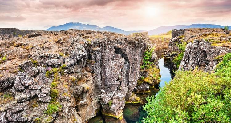 Thingvellir National Park rocky landscape.