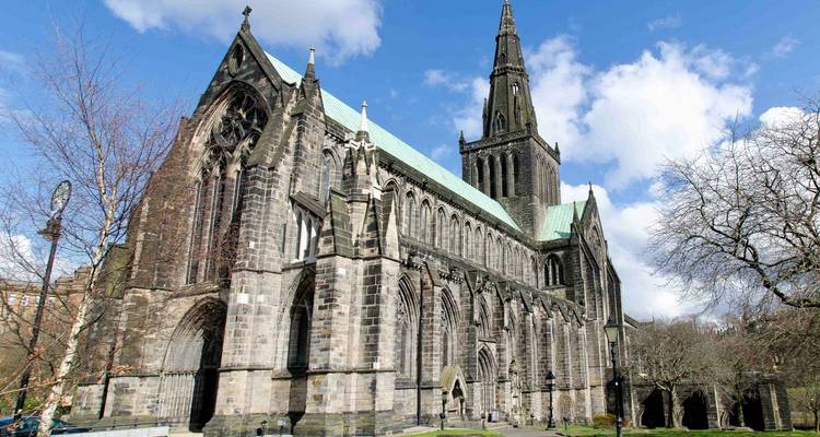Exterior of a large Gothic cathedral.