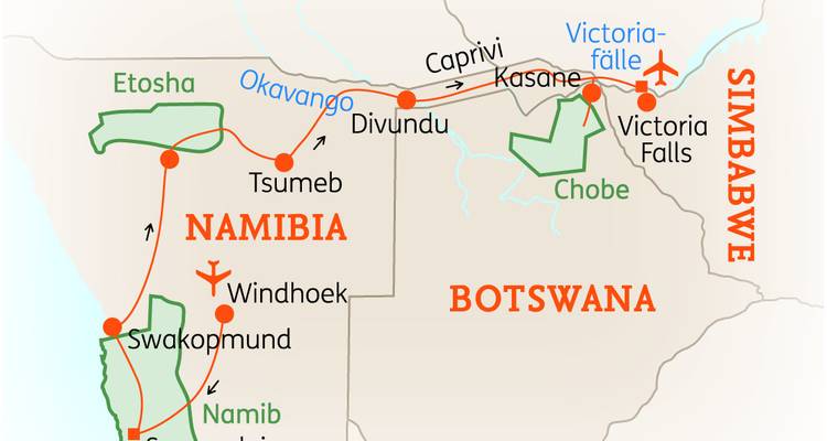 Namibia y Botsuana: Lo mejor del norte con las cataratas Victoria - SKR Reisen 1