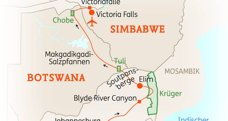 Afrique du Sud et Botswana : points forts avec les chutes Victoria - SKR Reisen 2