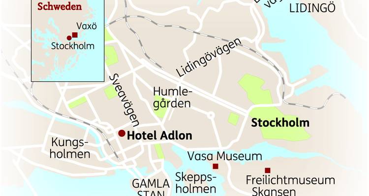 Karte von Stockholm mit Sehenswürdigkeiten.