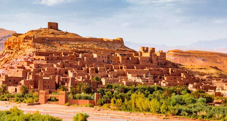 Ancient hilltop village with fortifications.