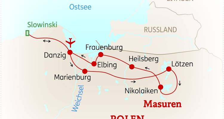 Illustrative Karte mit verschiedenen Orten in Polen