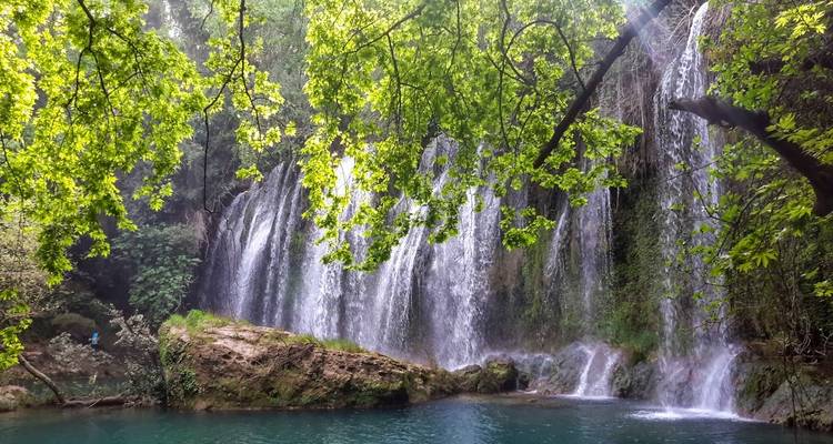 Cascade paisible entourée d'une végétation luxuriante.