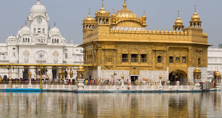 Golden Temple with visitors on the premises.