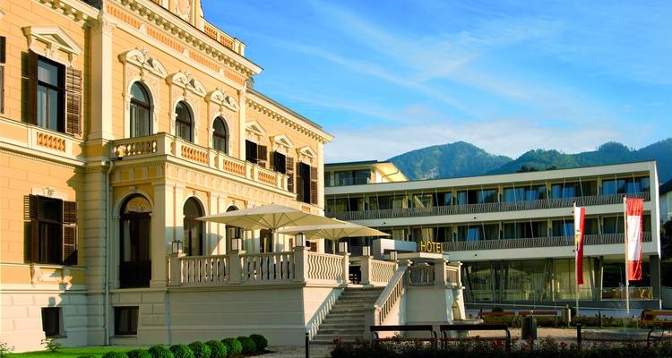 A prestigious hotel with traditional and modern architecture.