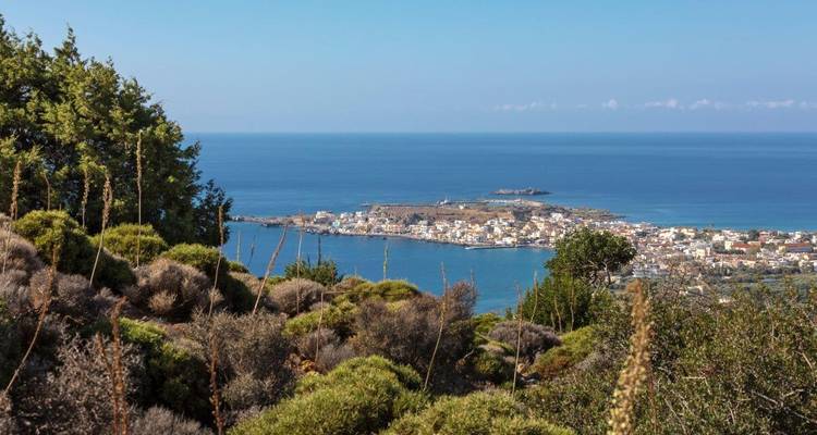 Vue panoramique d'une ville côtière et de son port.