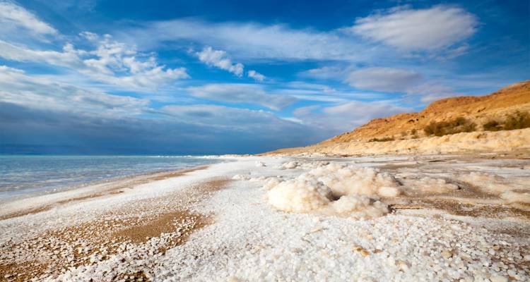 Salt formations on the shore of the Dead Sea.
