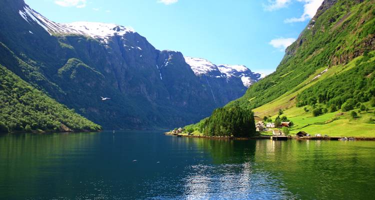 Sognefjord in Norway viewed on a sunny day.