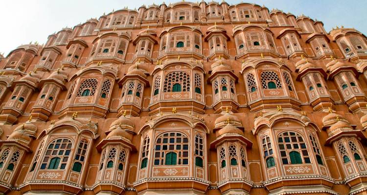 Hawa Mahal with its unique façade of windows and intricate designs.