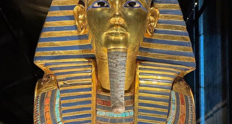 Gouden farao's masker met blauwe strepen