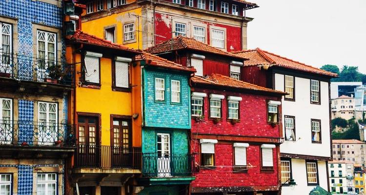 Colorful traditional houses in a row.