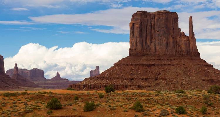 Iconic rock formations in desert landscape