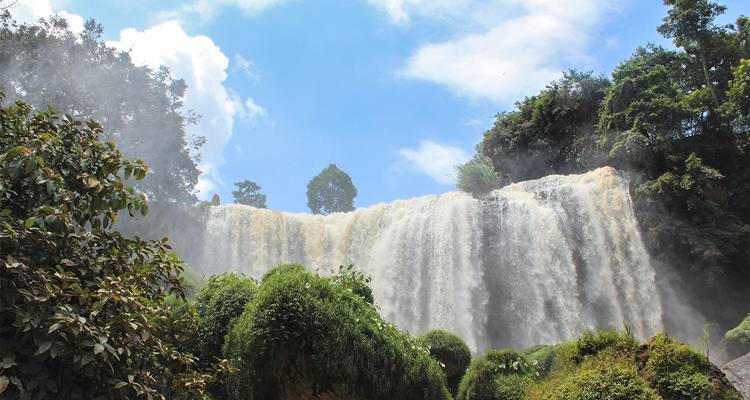 Majestätischer Wasserfall mit üppiger Vegetation in Da Lat.