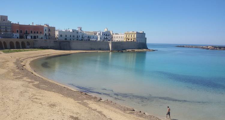 Ville côtière pittoresque le long d'une plage immaculée.