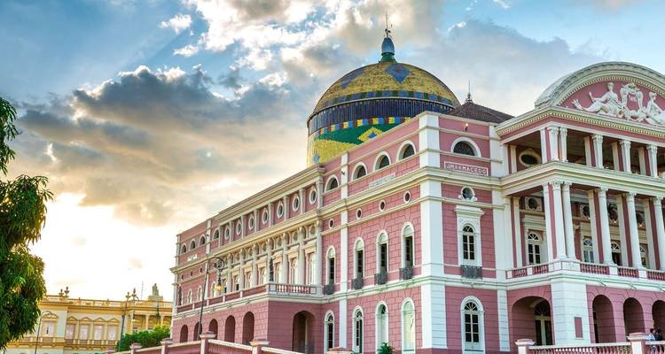 The Amazonas Opera House with its ornate architecture in Manaus.