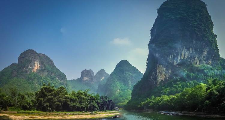 Scenic view of karst mountains and river, likely in Zhangjiajie.