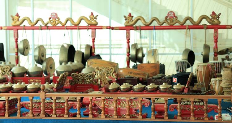 Set of traditional Balinese musical instruments.