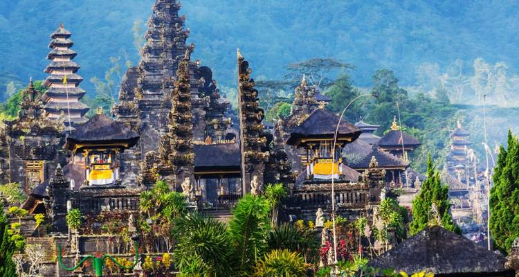Balinese temple complex nestled in the jungle.