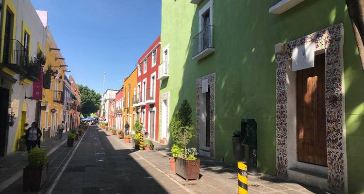 Colorful colonial style street with vibrant buildings.
