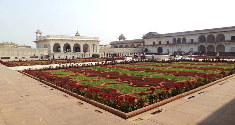 Gardens and historical buildings forming part of a fort complex.