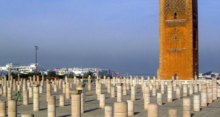 Hassan Toren en de zuilen van de onvoltooide moskee in Rabat.