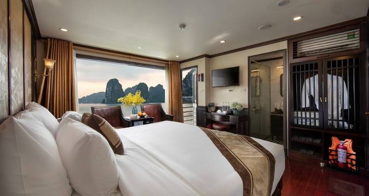 Crucero de 5 estrellas de 2 días y 1 noche por la Bahía de Halong y camarote privado con balcón - Ha Long Bay Lux Cruises Tours 6