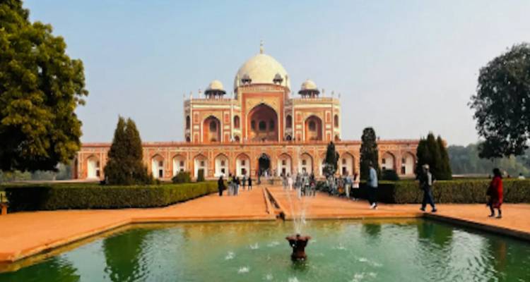 Humayun's Tomb with a reflection pool