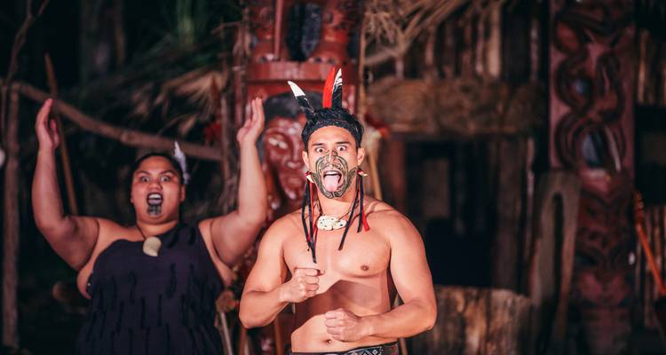 People performing a traditional Maori dance.