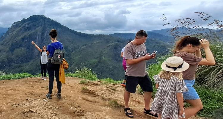 Family enjoying a mountain view.