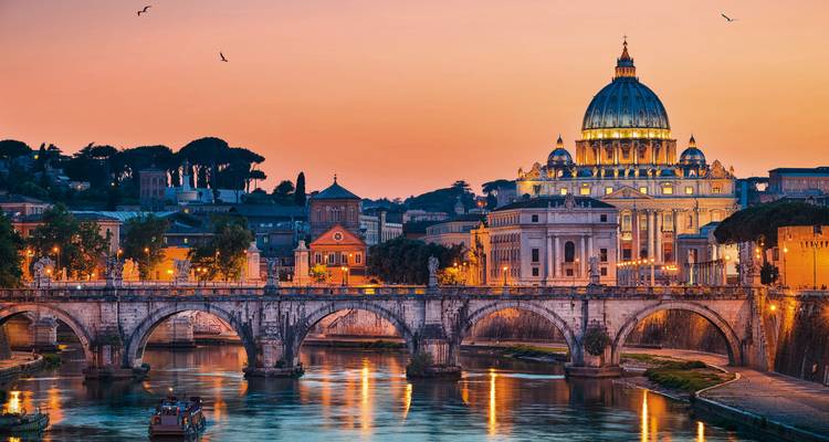 Stunning view of St. Peter's Basilica at sunset