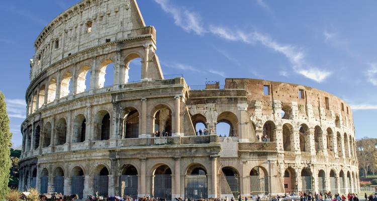 Colosseum in Rome under clear skies