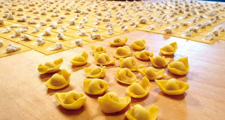 Close-up of handmade pasta ready for cooking.