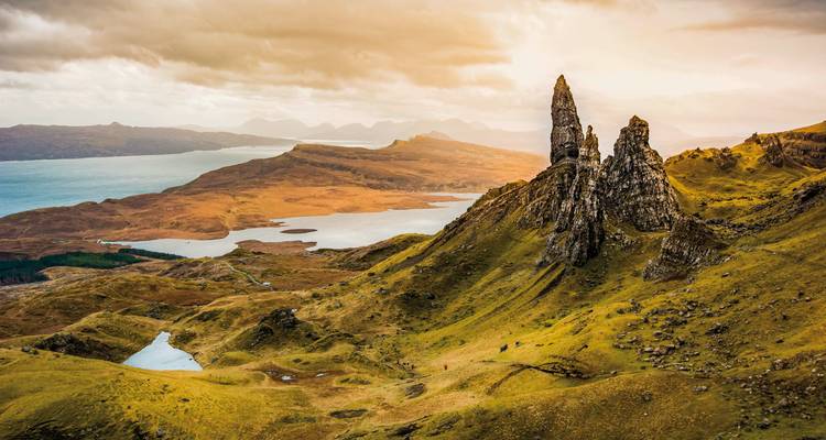 La formation rocheuse du Vieil Homme de Storr sur l'île de Skye.