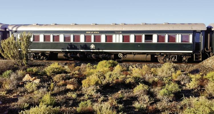 Single train carriage with 'Pride of Africa' livery.