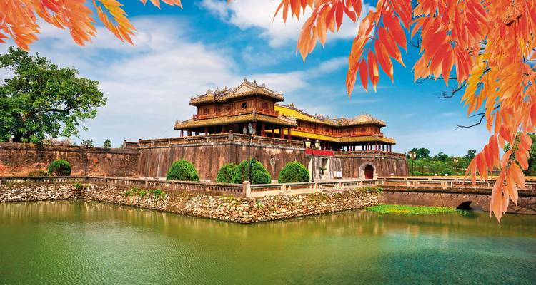 Imperial Citadel with autumn foliage in Hue