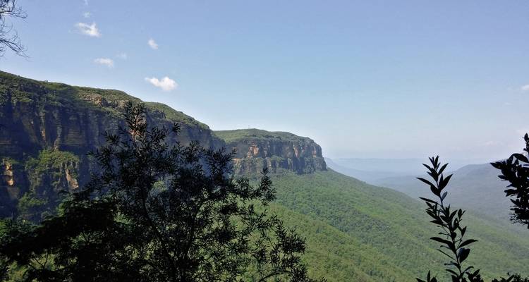 Cordillera con bosque verde bajo un cielo azul.