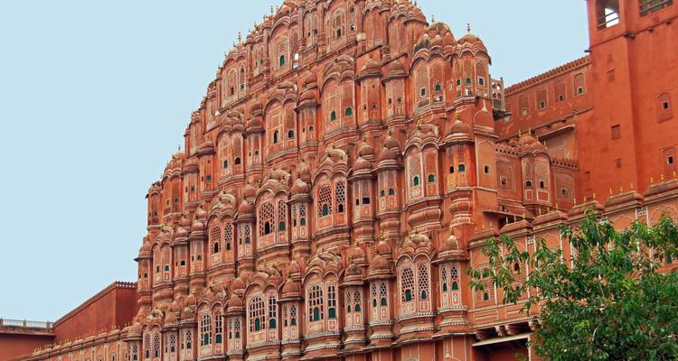 "Hawa Mahal in Jaipur, detaillierte Architektur."