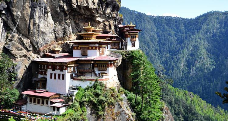 Tiger's Nest Klooster gelegen op een klif in Bhutan.