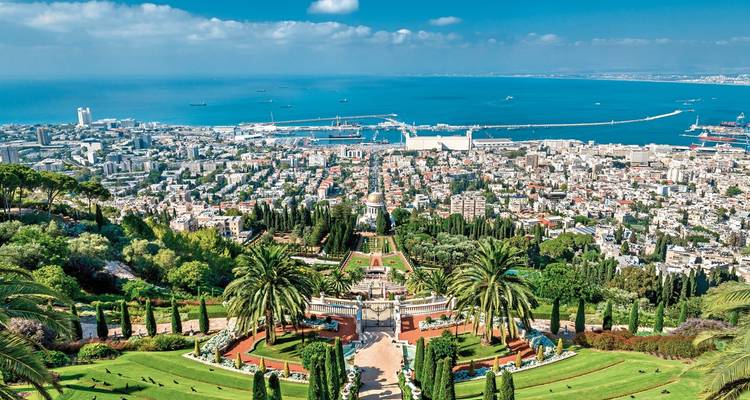 Uitzicht op de Bahá'í-tuinen in Haifa
