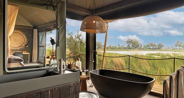 Luxury bathroom with a view of the wilderness