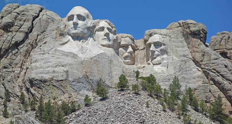Mount Rushmore National Memorial with carved presidents' faces.