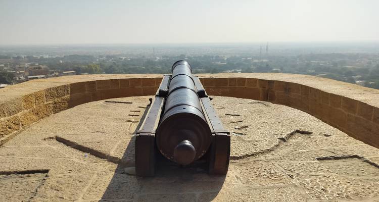 Cannon overlooking the cityscape.